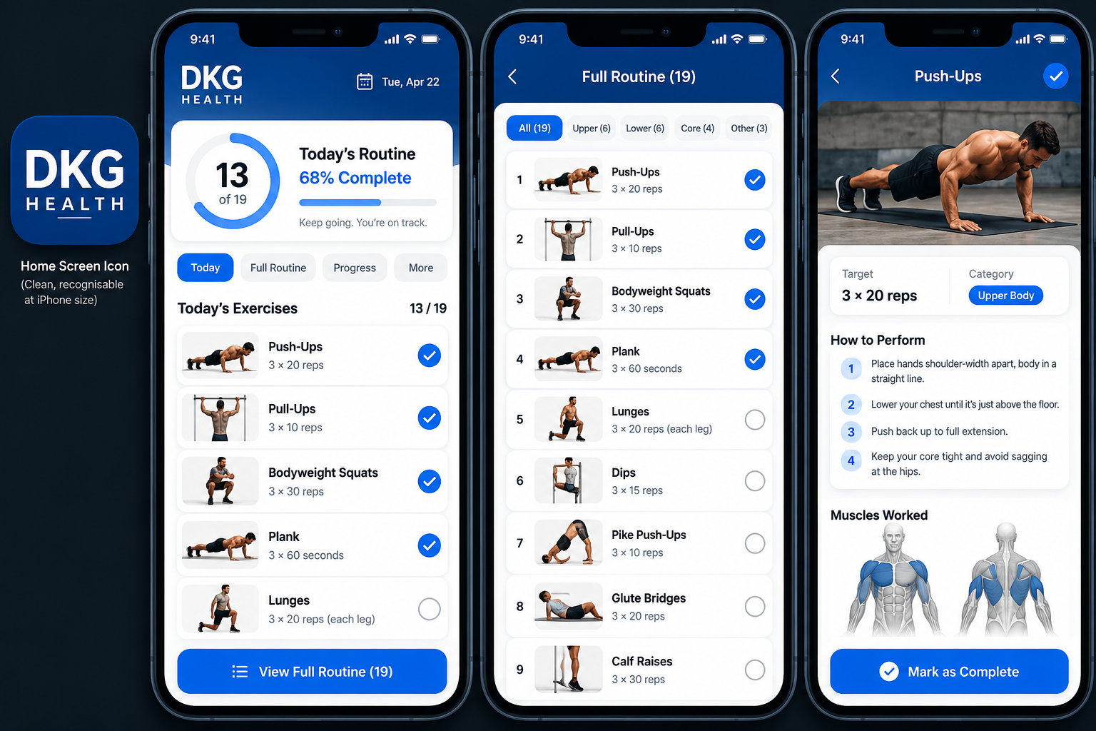 DKG Daily Health and Wellness Routine exercise reference